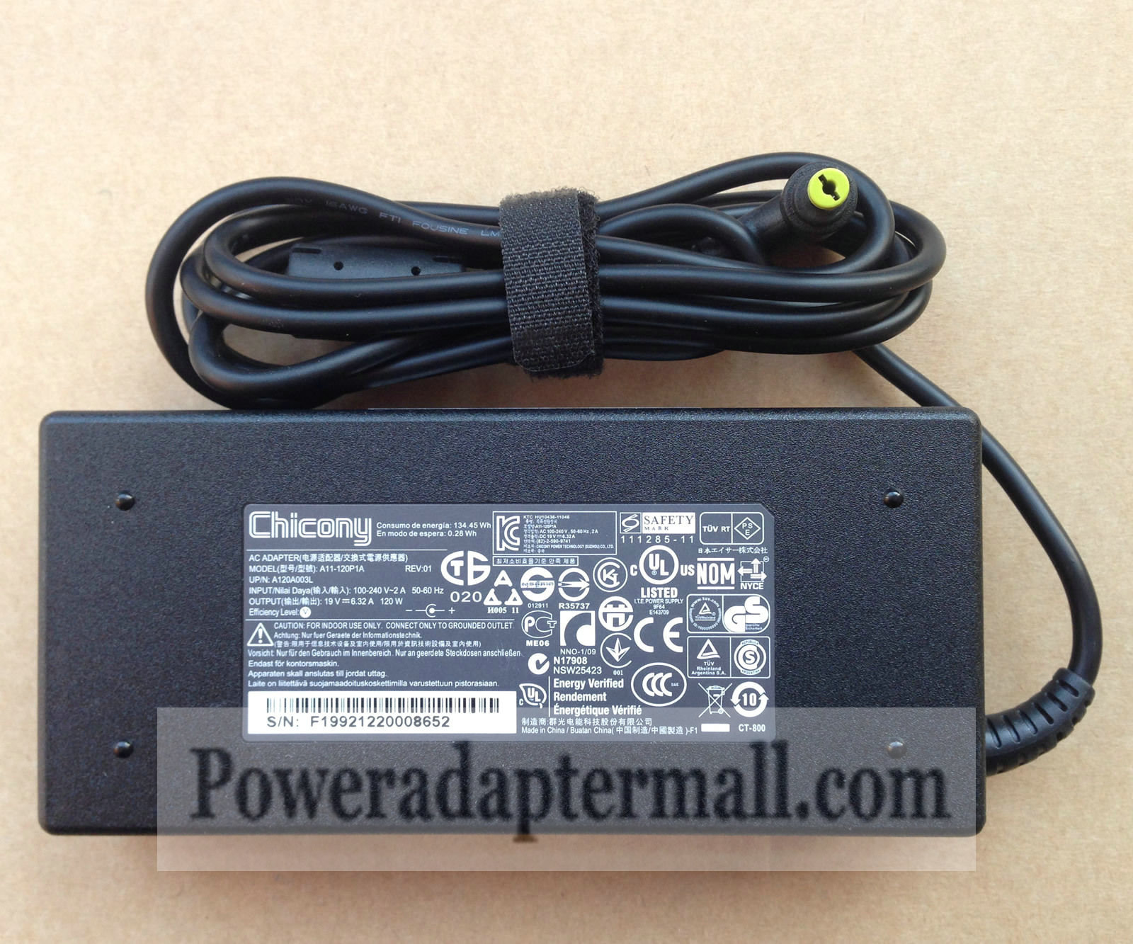 New Genuine 120W Acer ADP-120ZB BB 19V 6.32A AC Adapter